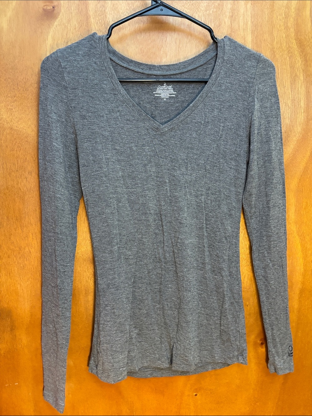 Cuddl Duds Women's Long Sleeve V‑Neck Top - Charcoal